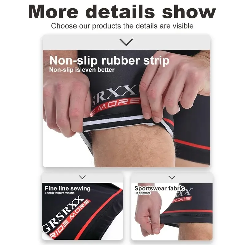 GRSRXX Cycling Shorts Ciclismo Men's Shockproof 5D Gel Padded Breathable Bicycle Shorts Leg Non-slip Cycling Bib Pants image 5