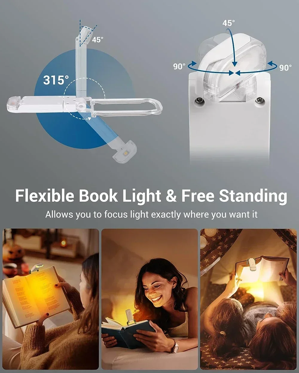 LED Reading Lamp,Battery Book Light for Students,Eye-Care Night Light,Portable Desk Lamp for Indoor Reading,Bedside Study Lamp