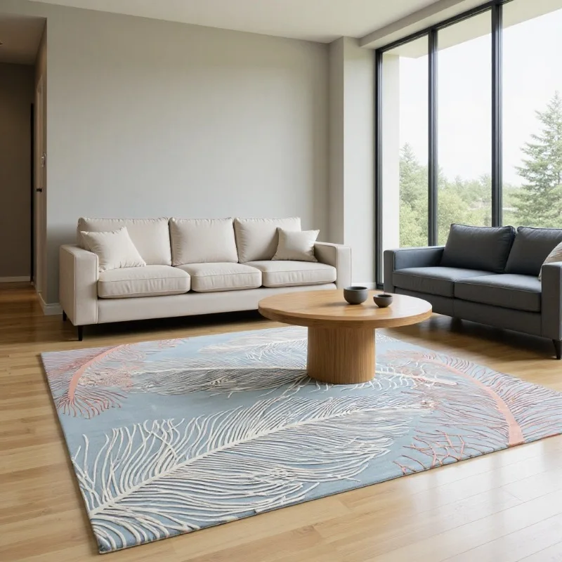 Tapis en coton et soie avec plumes de phénix, tissé à la main, pour salon et chambre à coucher, nouvelle sculpture de luxe chinoise