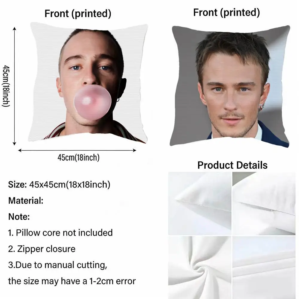 Actor Drew Starkey Cushion Cover Natural Linen Pillowcase Set All-in-One Decor Cushion Cover for Sofa Bedroom Chair