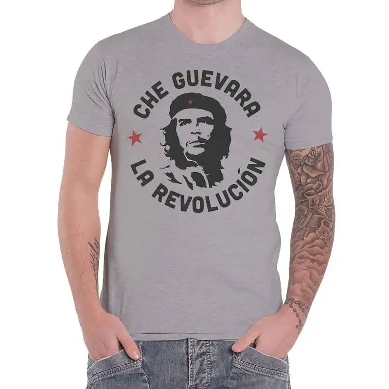 Che Guevara T Shirt Circle Portrait Logo La Revolucion New Official Mens Grey