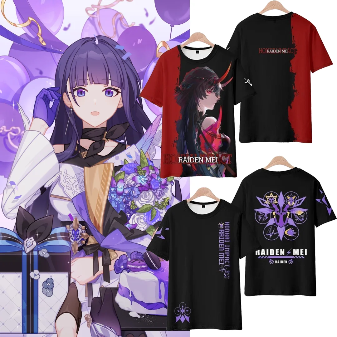 Raiden Mei Honkai Impact 3 Role Playing T-Shirts 3D Print Kid Anime Cartoon Tees Summer Men Women Harajuku Short Sleeve Y2k Tops