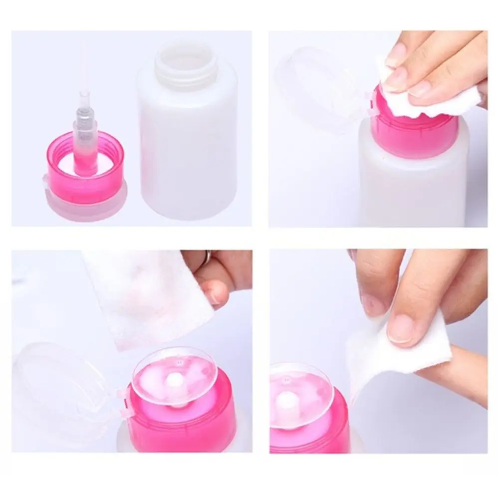Woman UV Gel Cleaner Manicure Pump Dispenser Container Nail Polish Remover Empty Bottle Clean Acetone