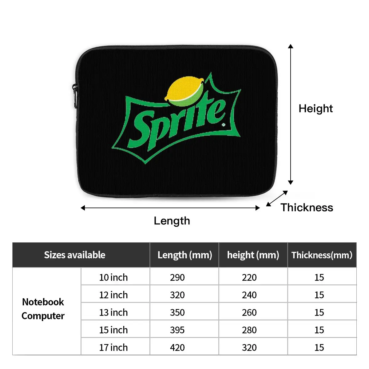 Sprite Original Logo Notebook Laptop Bag Case Pouch 10 12 13 15 17 Inch Notebook Sleeve Cover Bag Tablet Shockproof Case Bag