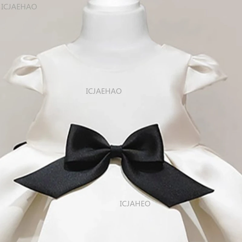 2026 Korean Baby Girl First Birthday Dress Satin Tutu Princess Gown Celebration Party Outfit Children Pageant Formal Attire view 5