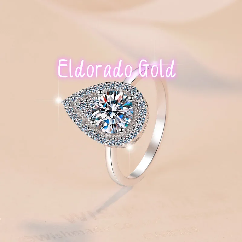 

Eldorado Gold Eldorado Gold Pear-Shaped Fashion Ring Women's Moissanite 1 Carat PT950 Platinum - 3D lively pear, 1ct luxurious,