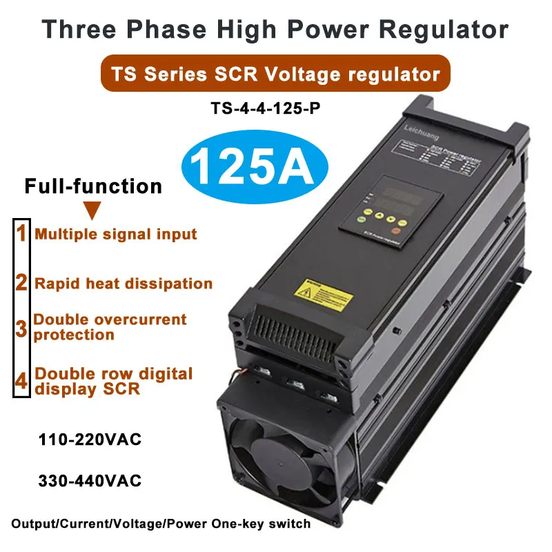 125A 3 phase 110-440VAC SCR power controller voltage regulator with RS-485 0-10V, 4-20mA, 0-5V control signal