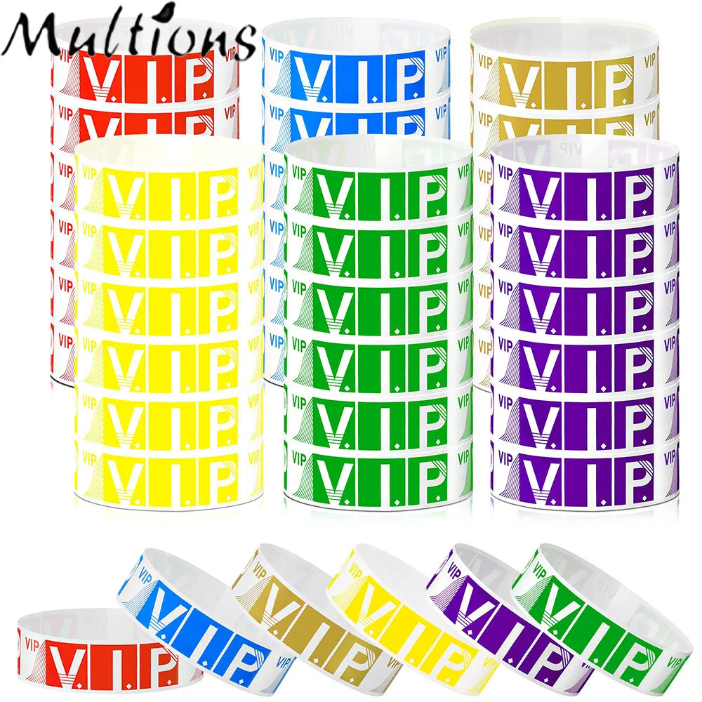 100Pcs/Set VIP Wristbands For Events Waterproof VIP Wristbands Neon Colored Wristbands For Concert Party Amusement Parks