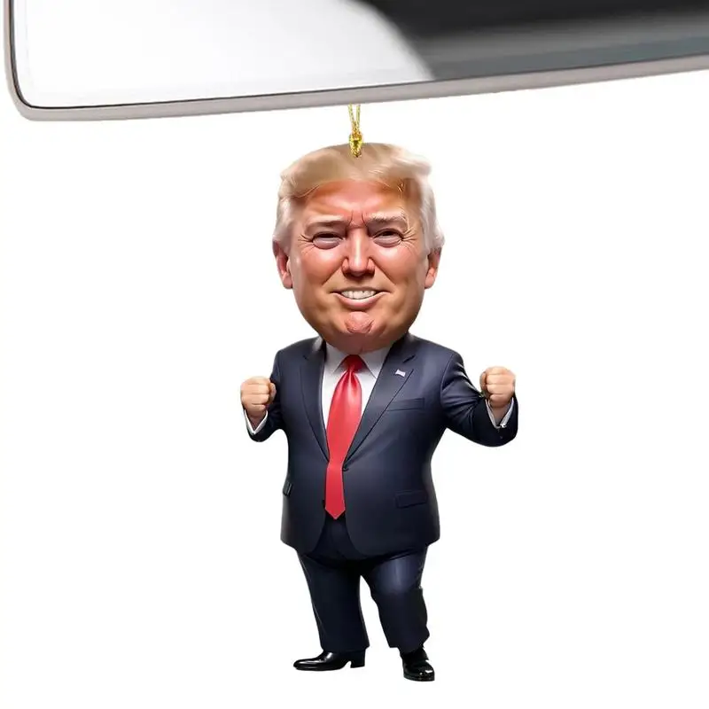 

Funny Cartoon TrumpPendant Crossborder Acrylic Flat Car Interior Pendant Keychain Rear View Charm Car Interior Accessories