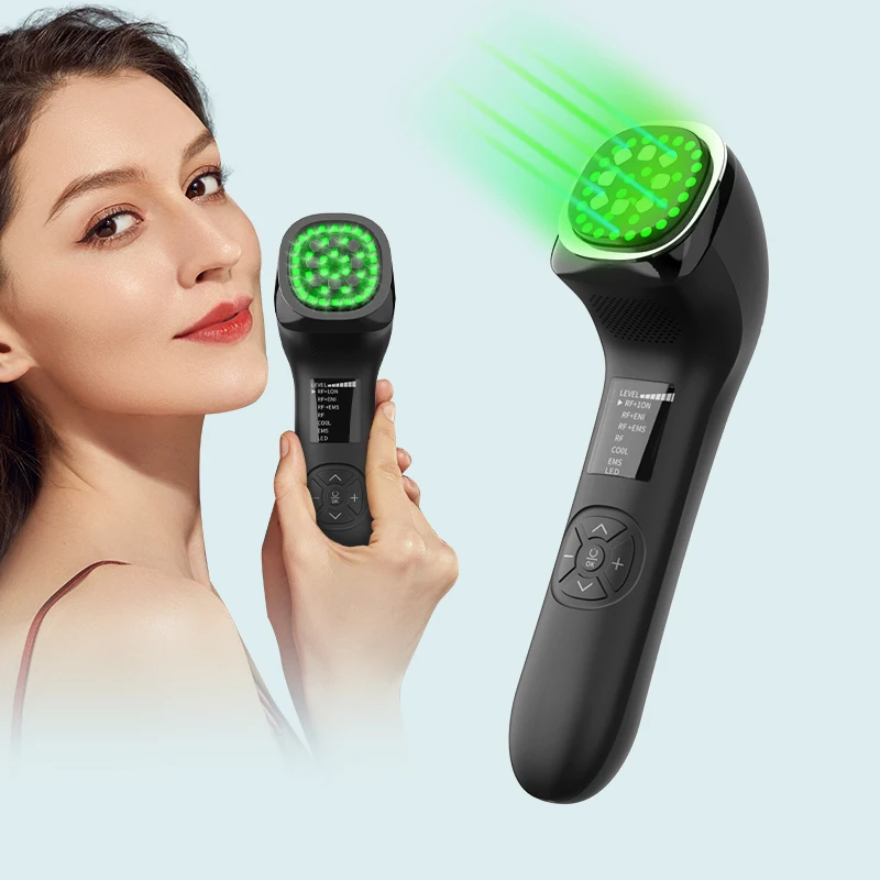 Beauty Equipment Beauty Face Skin Care Clean Blue Led Light Therapy Cooling Skin Anti Aging RF Face Lifting EMS Device