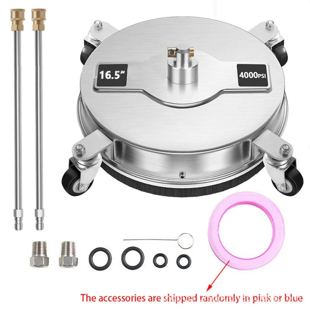 

16.5 Inch Pressure Washer Surface Cleaner Stainless Steel Pressure Washer Rotary Flat Surface Cleaner 1/4in Quick Plug 4 Wheels