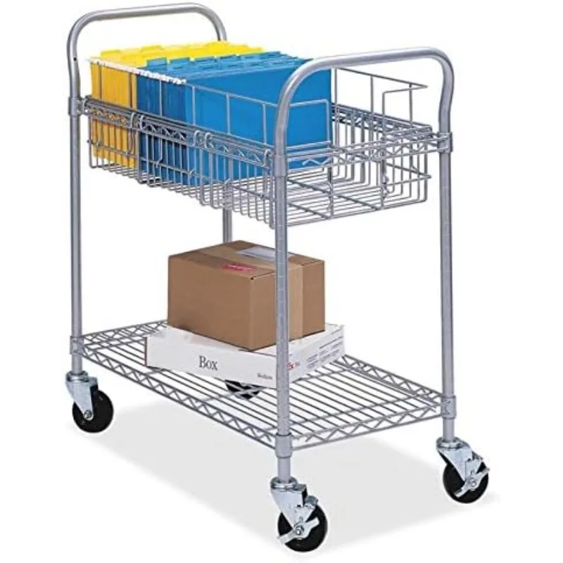 Products Scoot Mail Cart: Durable Steel Design Holds up to 75 Legal-Sized Folders, Swivel Wheels, Silver Accents and Powder Coat