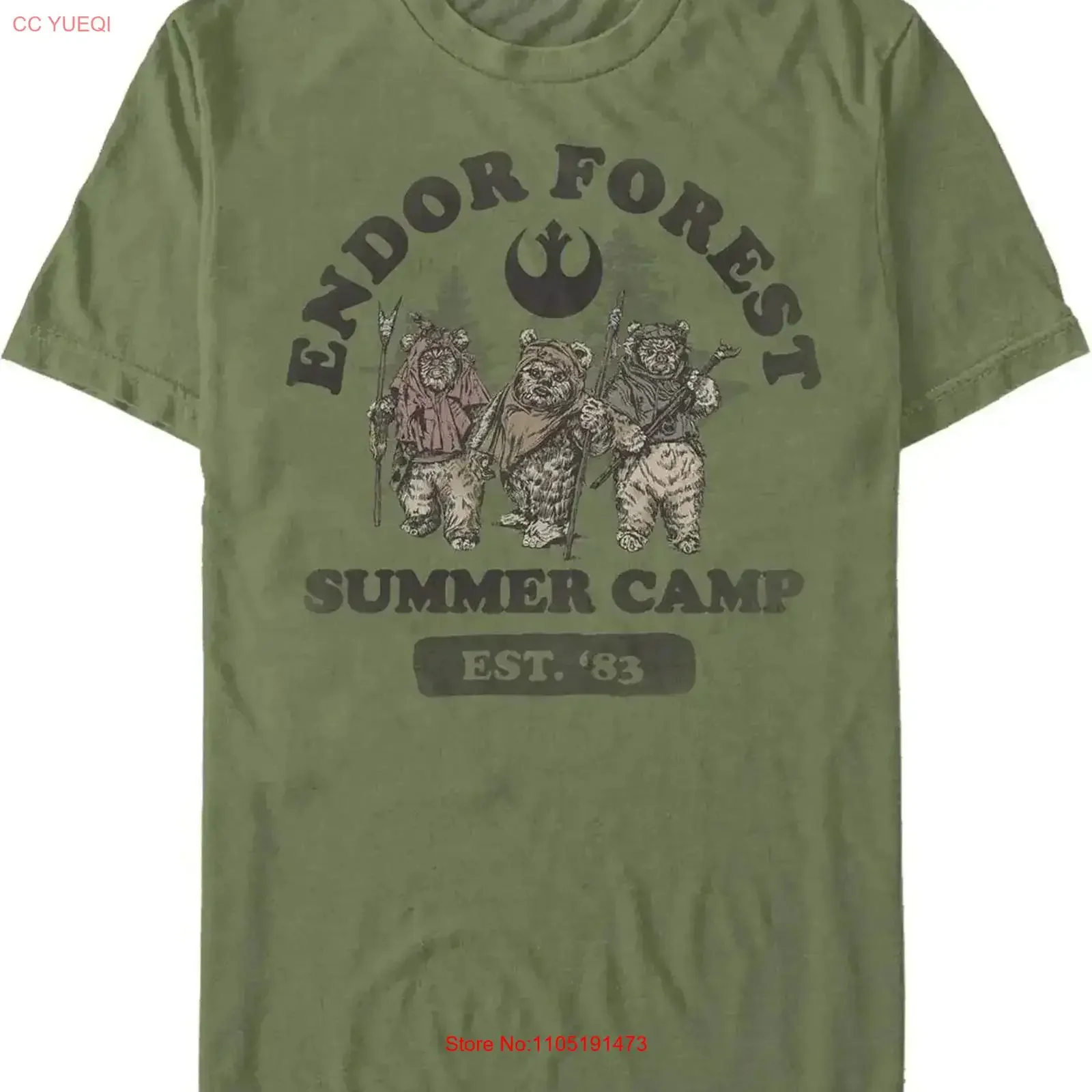تي شيرت Endor Summer Camp للرجال عتيق مغسول أوم ناعم ومريح ملابس الشارع مصممة ملابس عتيقة قابلة للتنفس ومتعددة الاستخدامات