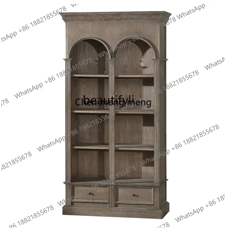 

xzxФранцузская страна винтажный старый североамериканский белый дуб винный шкаф книжный шкаф витрина