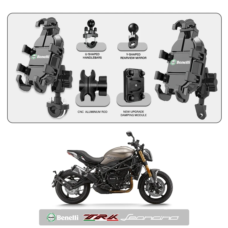 

Phone Mount Stand Motorcycle Holder 360° Rotatable ABS Adjustable For Benelli Leoncino 500 800 TRK 502X TRK502 X TNT125