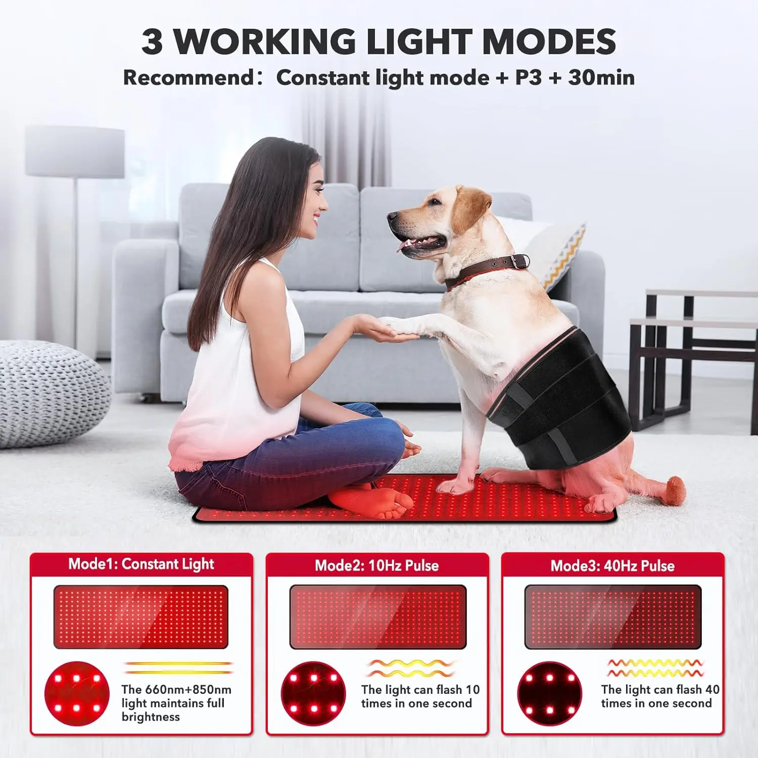 31.5" x 11.8" Red Light Therapy Pad with 360 LEDs for Pain Relief in Back, Waist, Shoulder, Knee