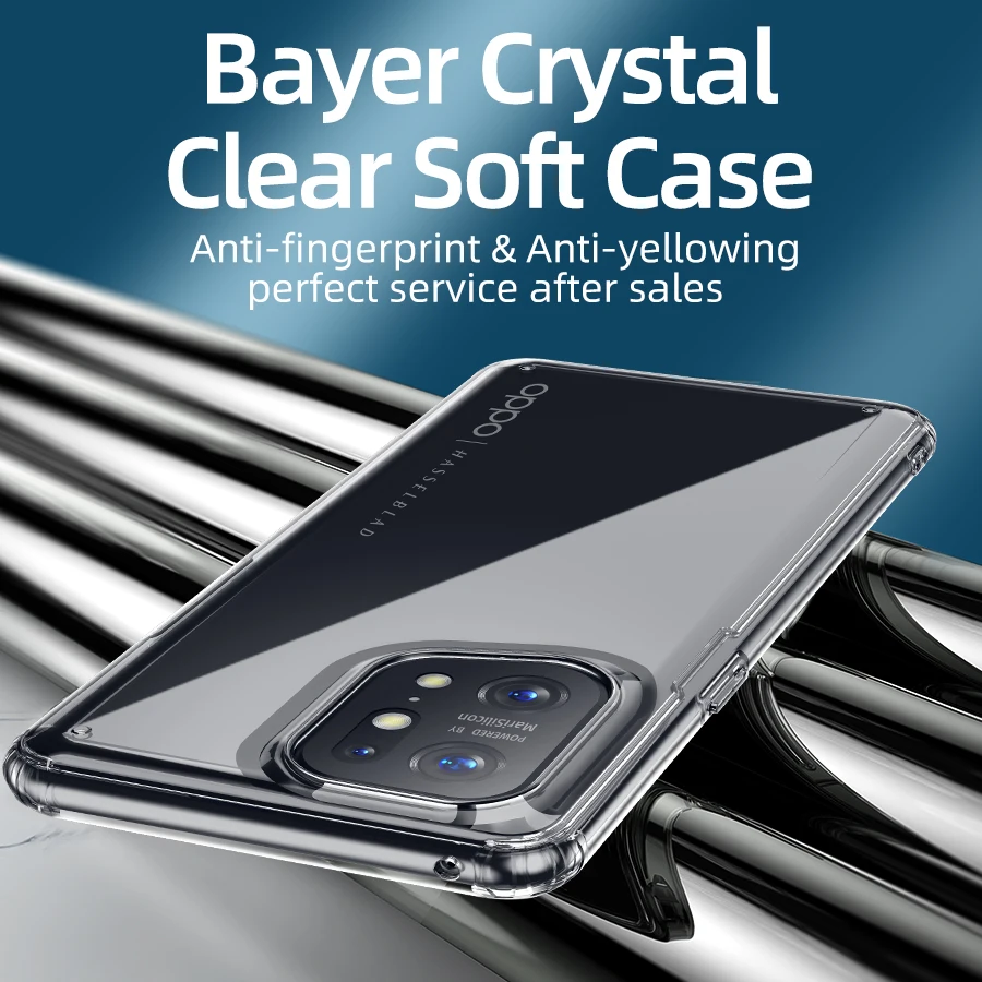 Airbag Anti-Fall Transparent Case for OPPO Find X5 Find X5PRO Anti-yellow Soft Edge PC Phone Cover image 5