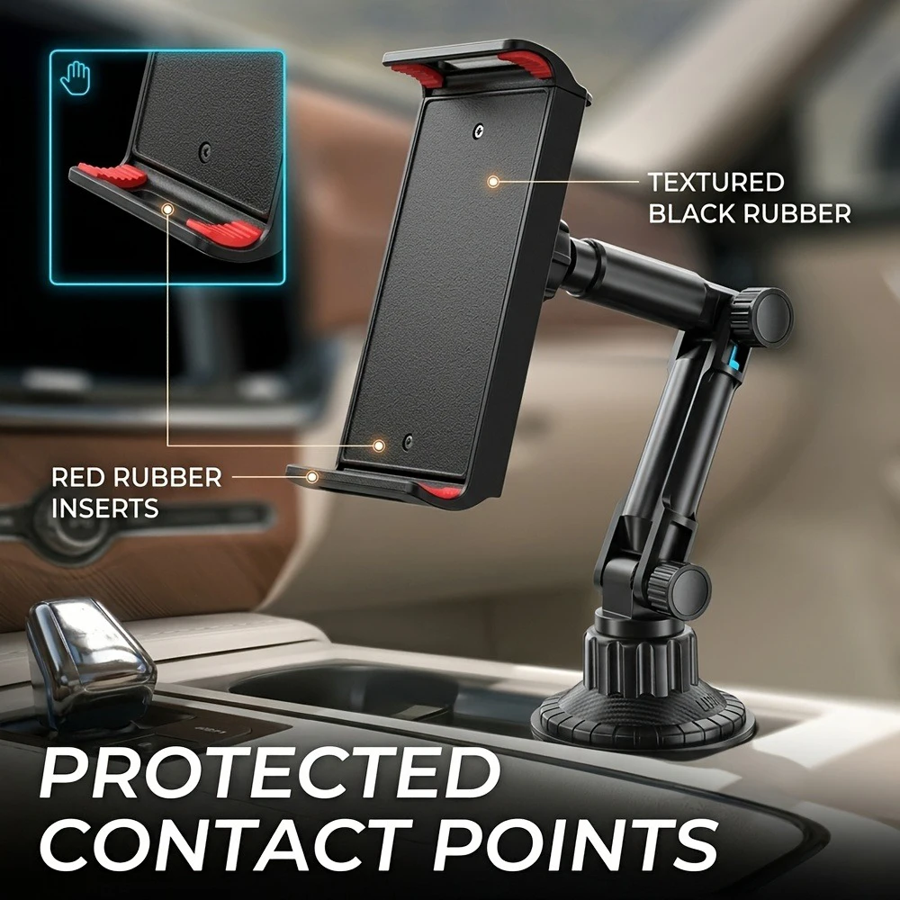 Adjustable Car Cup Holder Tablet Mount Multi Angle Phone Stand for Navigation, Road Trips, Back Seat Viewing and Daily Driving