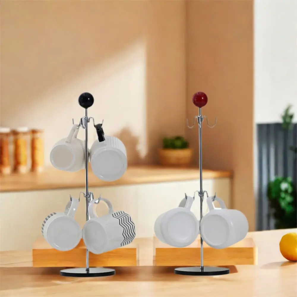 

Iron Mug Cup Holder Antique Style Acrylic Base Tea Cup Storage Rack Space Saving Draining Design Cup Hanging Rack for Home