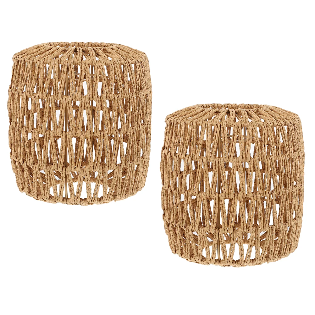 

2Pcs Rattan Woven Hanging Cover High Temp Resistant Eco Friendly Pendant Lampshade Ceiling Light Cover Braided Lampshade Home