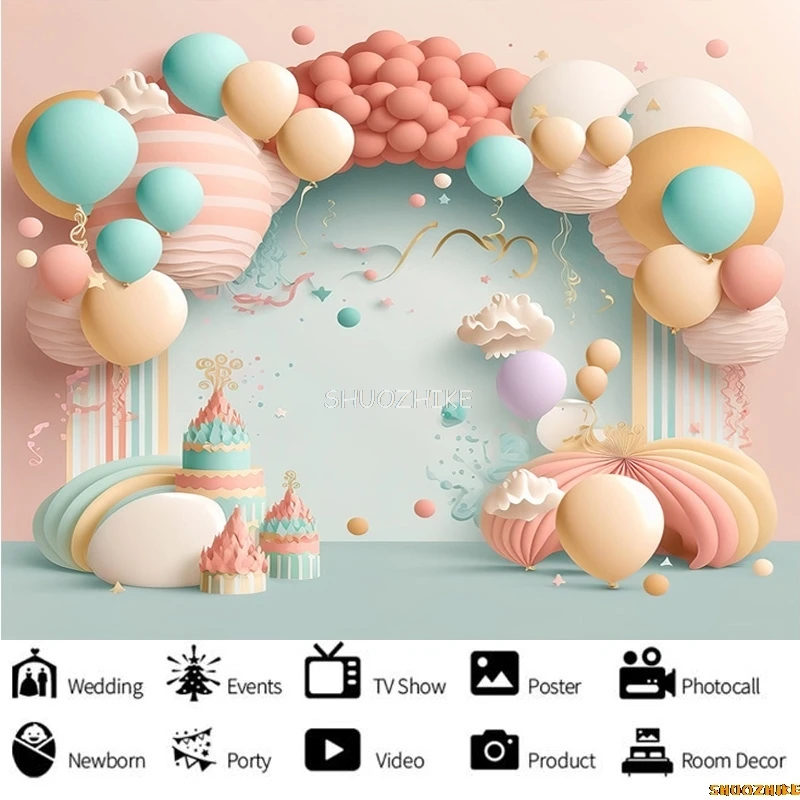 Воздушные шары, арка, украшения для детского душа, фон для фотосъемки, реквизит, день рождения, вечеринка для новорожденных, фон для фотостудии BE-21