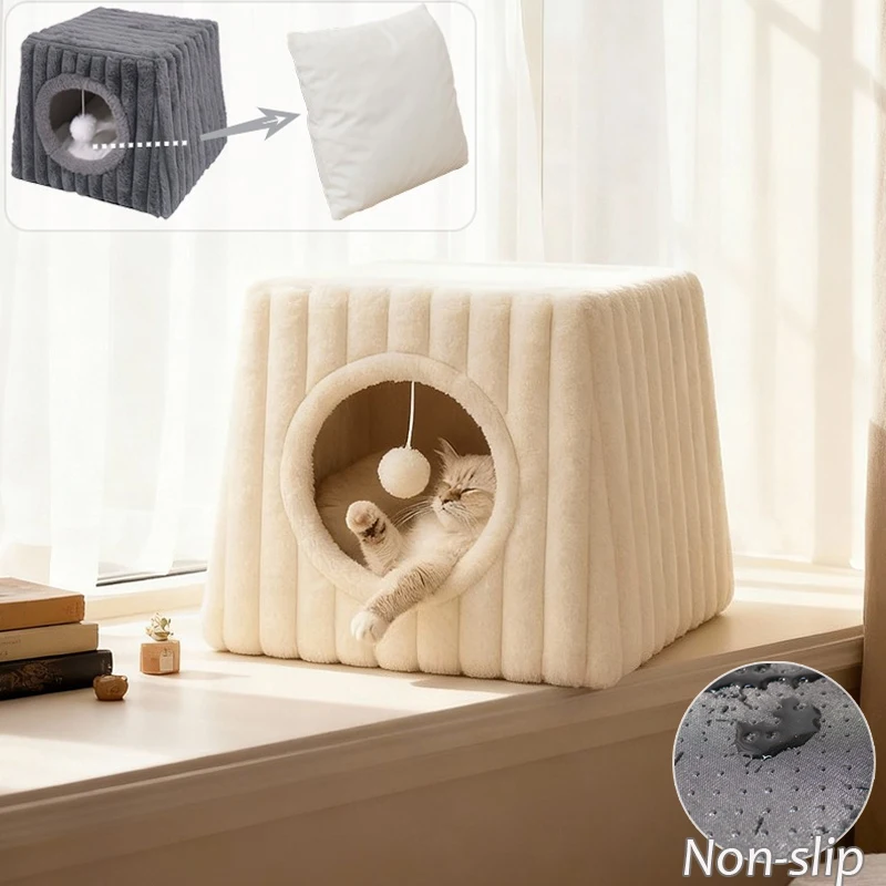 

New All Seasons Pet Cat Kennel Semi Enclosed Soft Comfortable Cat House Non-Slip Base Easy To Install Cat Bed Лежанка Для Кошек
