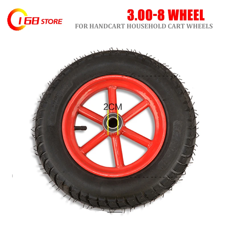 Thickened 300-8 inflatable wheels, 14 inch car tires suitable for handcart   household trolley wheels