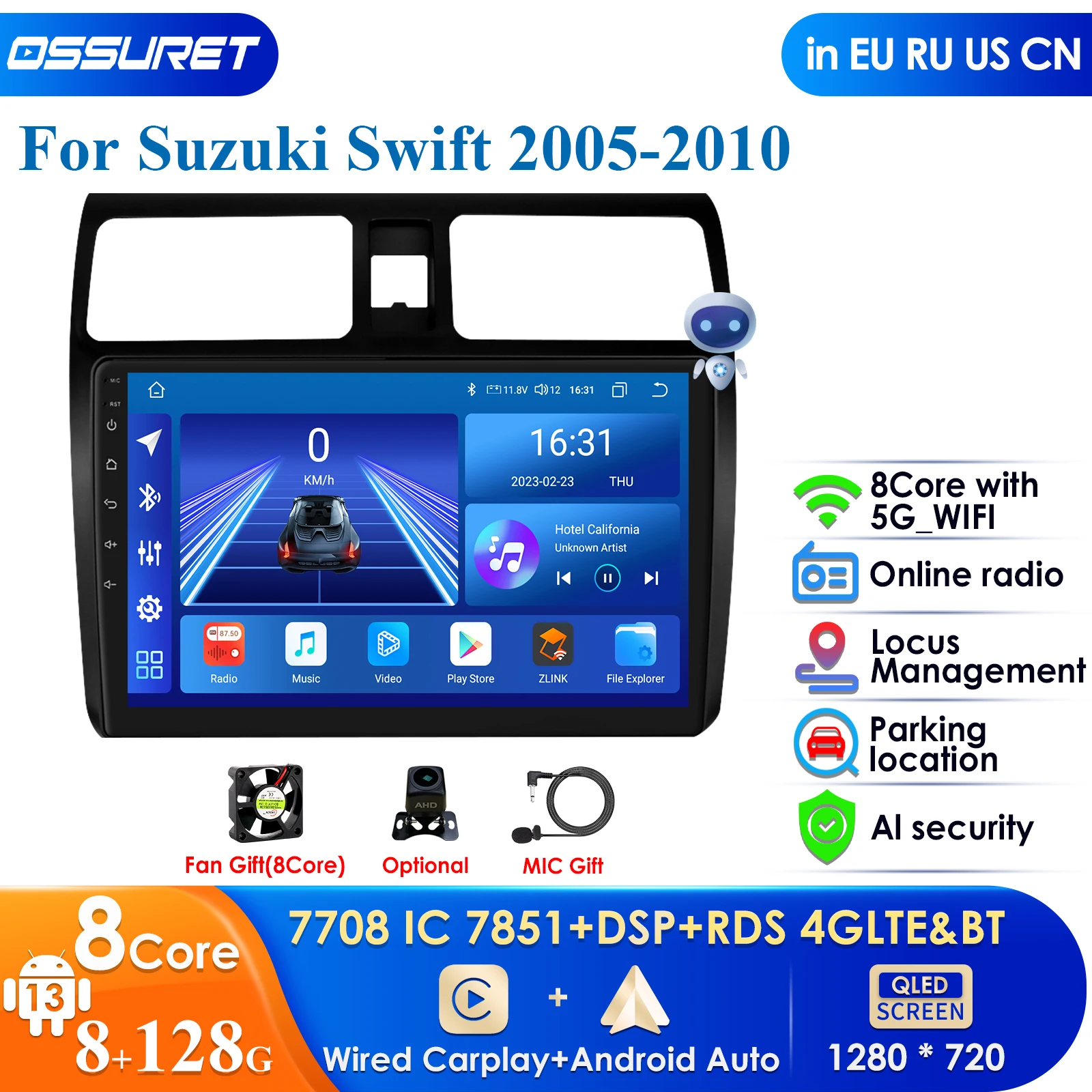 

Carplay 4G DSP QLED Screen 2din Android Autoradio for Suzuki Swift 2003-2010 Car Radio Multimedia Video Player GPS Stereo Audio