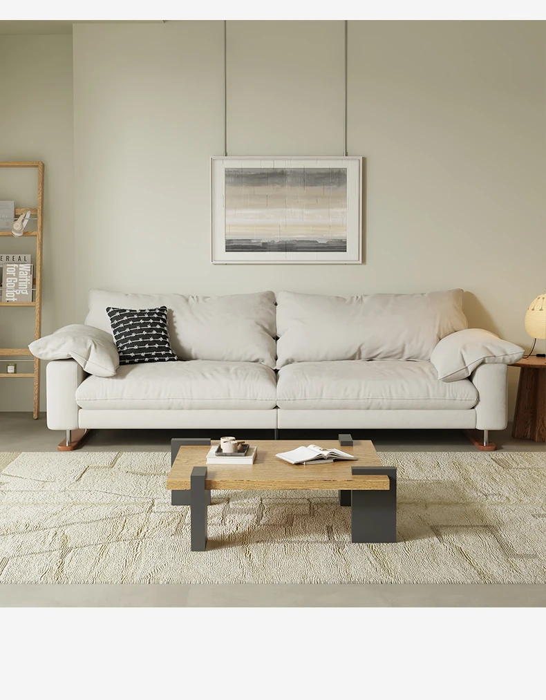 LTT fabric full dismantling and washing living room medieval and modern straight row high foot matte cloth white wabi sandy wind