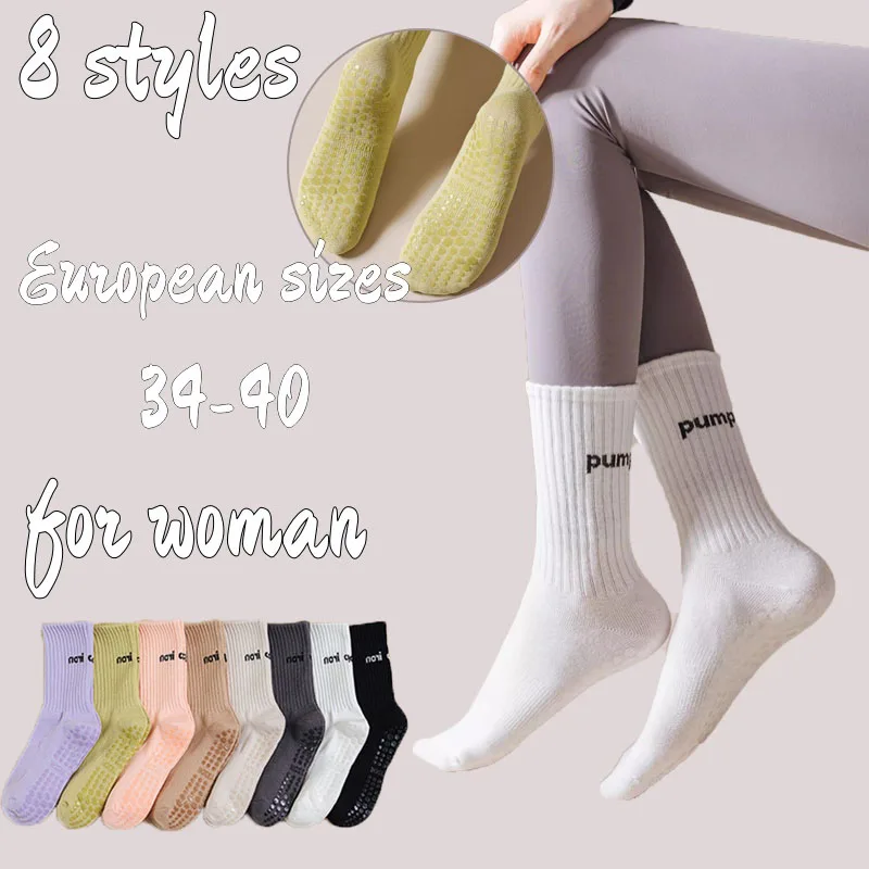 

European sizes 34-40, 1/2 Pairs of Women's Yoga Socks with Rubberized Soles