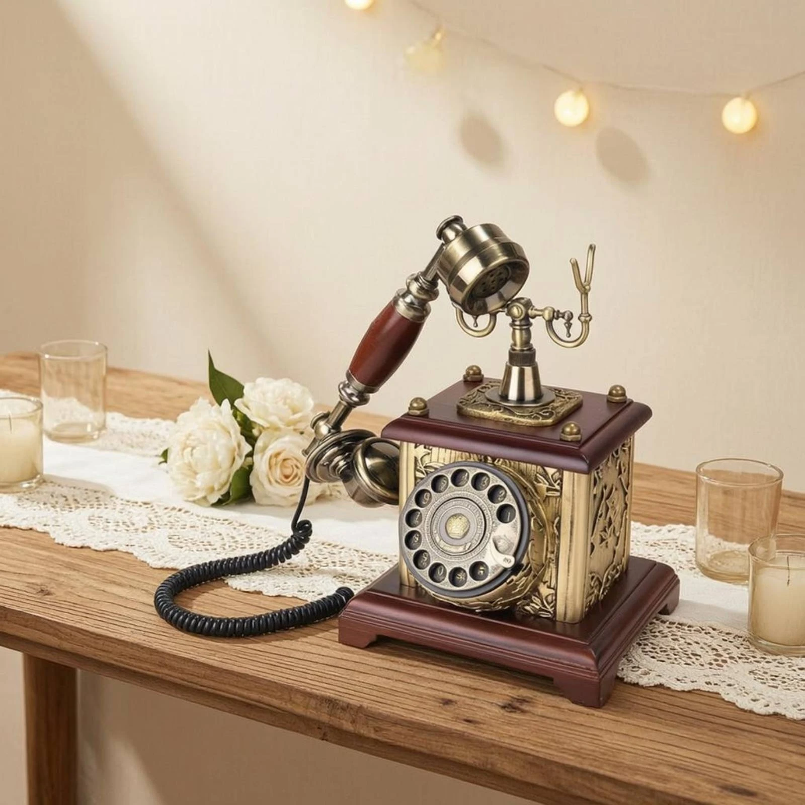 Rotary Telephone Message Book Coiled Cord Vintage Desk Phone Message Book Rotary Phone Metal Accents view 4