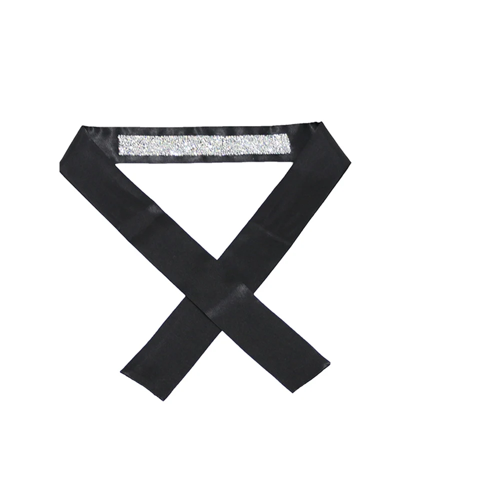 Blingbling czarna jedwabista opaska na głowę z dżetów długie włosy okłady na peruki satynowy szalik krawędziowy dla kobiet