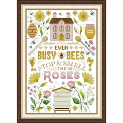 Joy Sunday Pre-printed Cross Stitch Kit  Easy Pattern Aida  Stamped Fabric Embroidery Set-Bee House