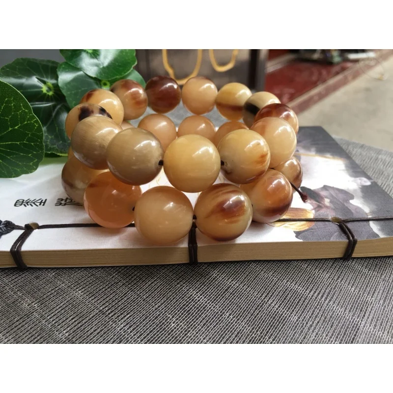 Natural Yak Horn round Beads Bracelet 14-20mm