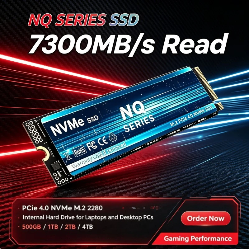 NQ SERIES 500GB/1TB/2TB/4TB PCIe 4.0 NVMe M.2 2280 SSD, 7300MB/s Read Speed, Internal Hard Drive for Laptops and Desktop PCs.