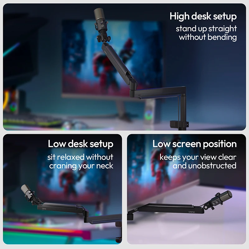 Adjustable Microphone Boom Arm Microphone Stand for Mic Camera Phone for Live-Streaming Video Recording