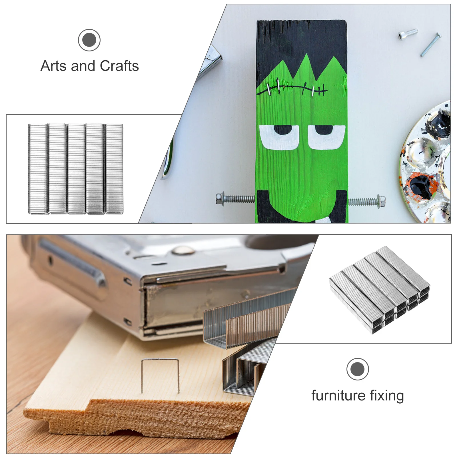 

5000Pcs Door Type Nail Heavy Duty Steel Staples Silver Tone Professional Replacement Nails for Stapler Frame Furniture