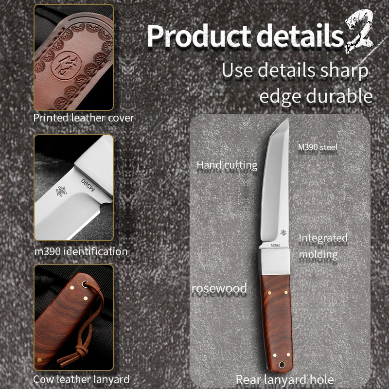 m390outdoor hunting knife high hardness outdoor knife fixed blade military rescue knife Bowie knives gift for men