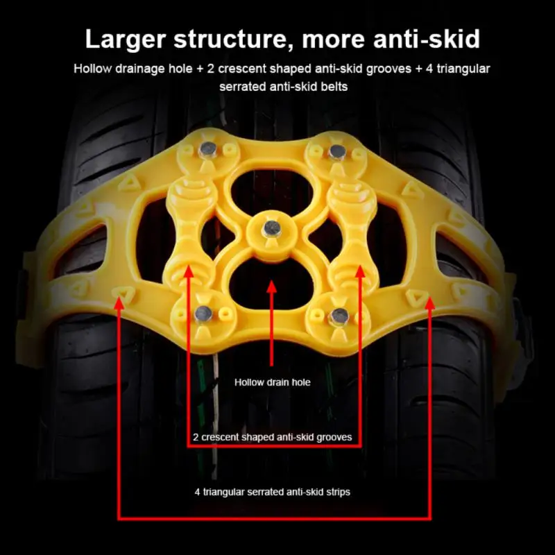 Car Snow Tire Chains Mud Tyre Wheels Thick Anti-Skid Belt For Car/SUV/Truck Portable Easy To Mount Emergency Traction Car