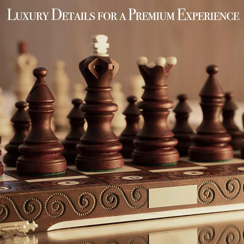 木製チェスビジネスギフト無垢材ハイエンド大型折りたたみチェスギフト、チェスゲーム、ボードゲーム、家の装飾