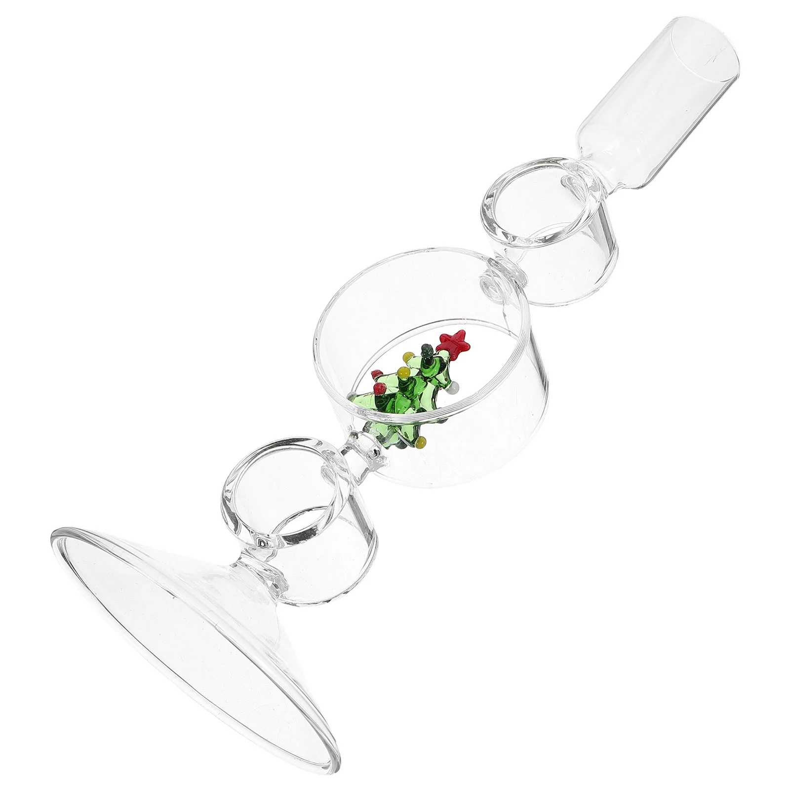 

Christmas Glass Candelabra Candlesticks 8.45x3.34x0.98in Clear Taper Stand for Wedding Dining Centerpiece Holiday Party