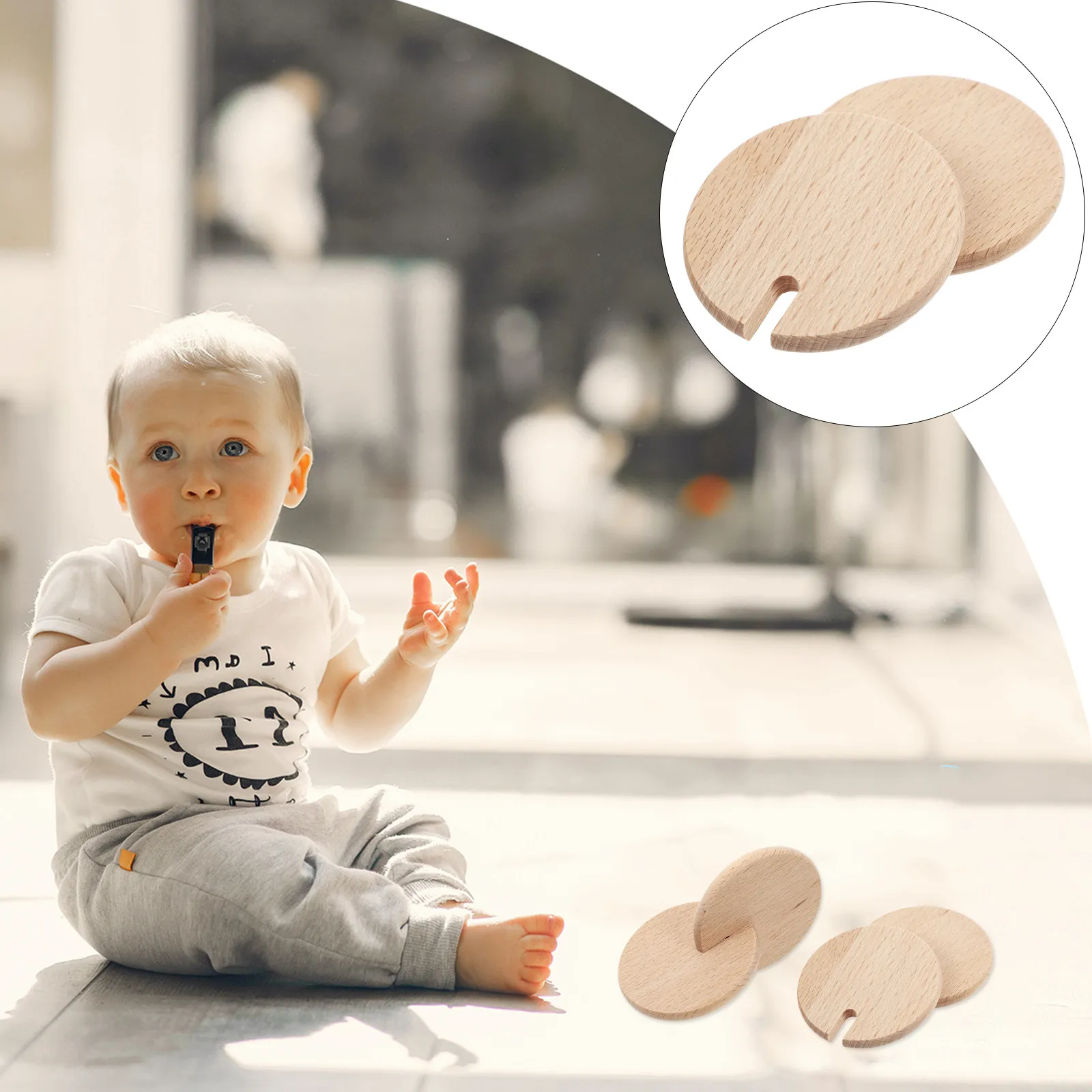2Sets Interlocking Wood Discs Educational Learning Activity Early Development Sensory Stimulation Fine Motor Skills