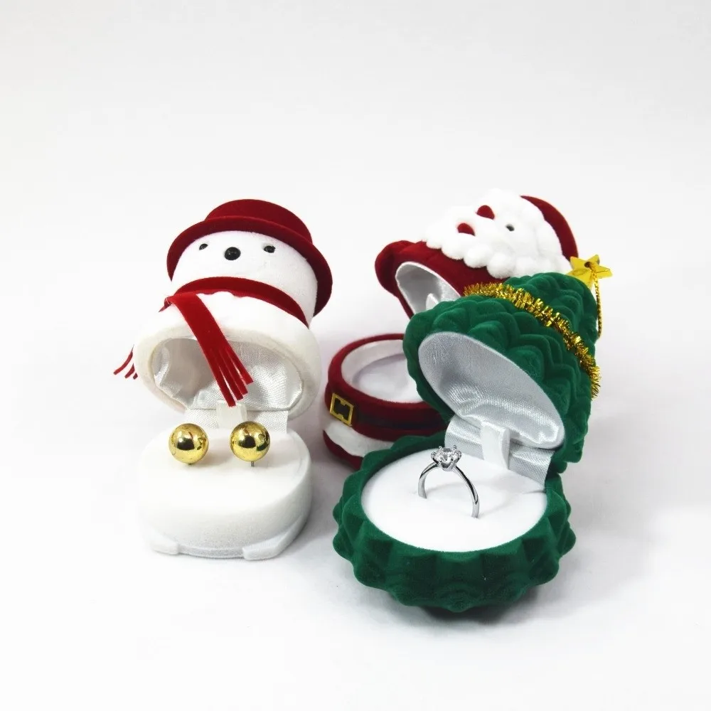 

Christmas Bell Christmas Jewelry Box Flocked Wedding Christmas Tree Ornament Storage Anti-collision Santa Claus Rings Box Gifts