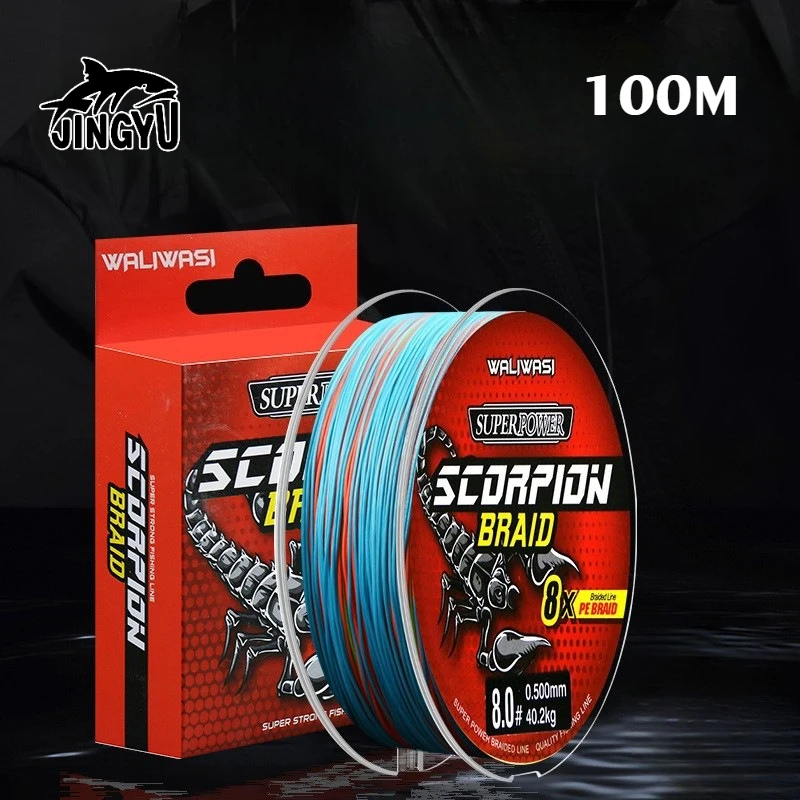 JINGYU Saltwater PE Braided Line 8 Strand 100M Offshore Rock Fishing Heavy Duty Powerfull Abrasion Resistant