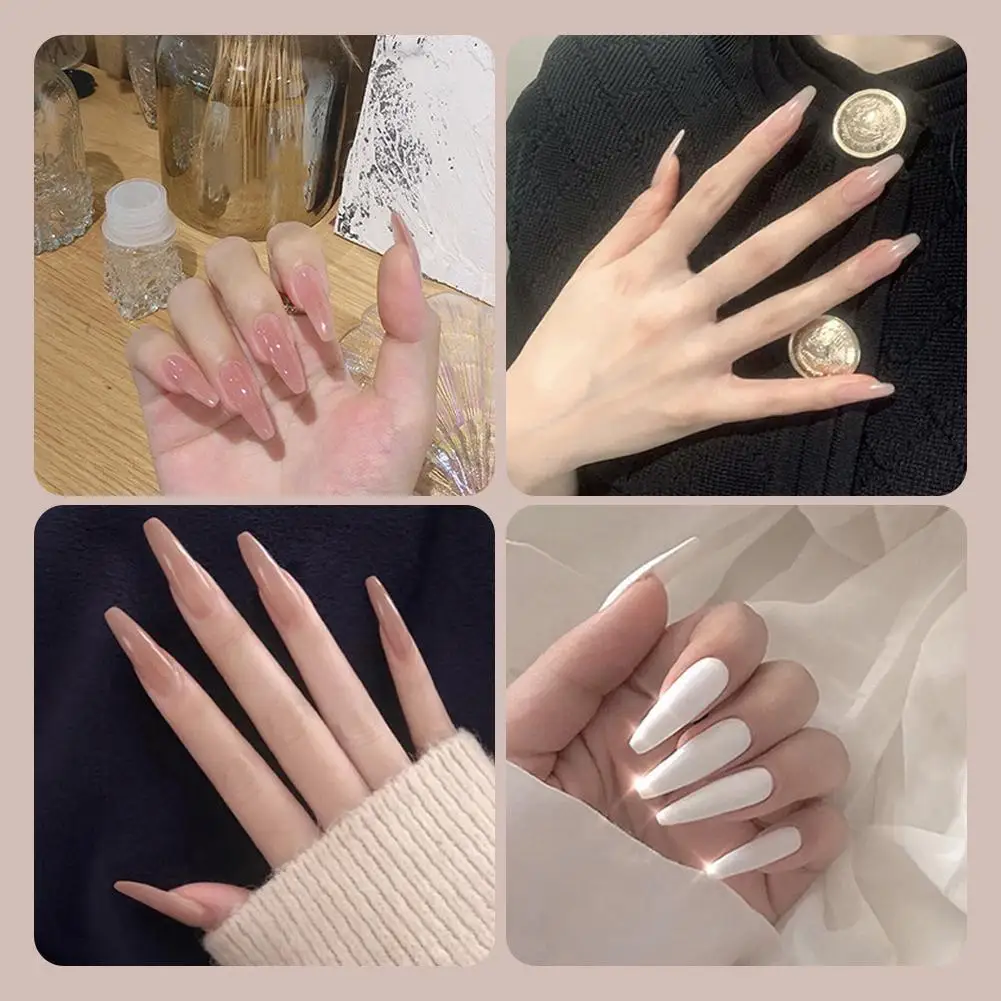 24Pcs Solid Color Fake Nails Matte Medium Long False Nails Detachable Wearable Full Cover Manicure Press-on Nails For Women
