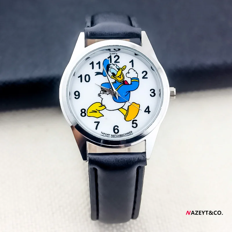 Disney Donald Duck Children Watch Cartoon Anime Quartz Wristwatch Girls Leather Straps Digital Dial Watch Student Study Clock