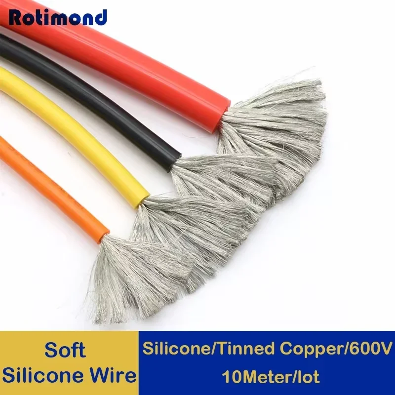 1/5/10m Soft Silicone Cable Car Battery Automotive Wiring 30 28 26 24 22 20 18 16 14 12 10 8 6AWG Heat-resistant Electrical Wire