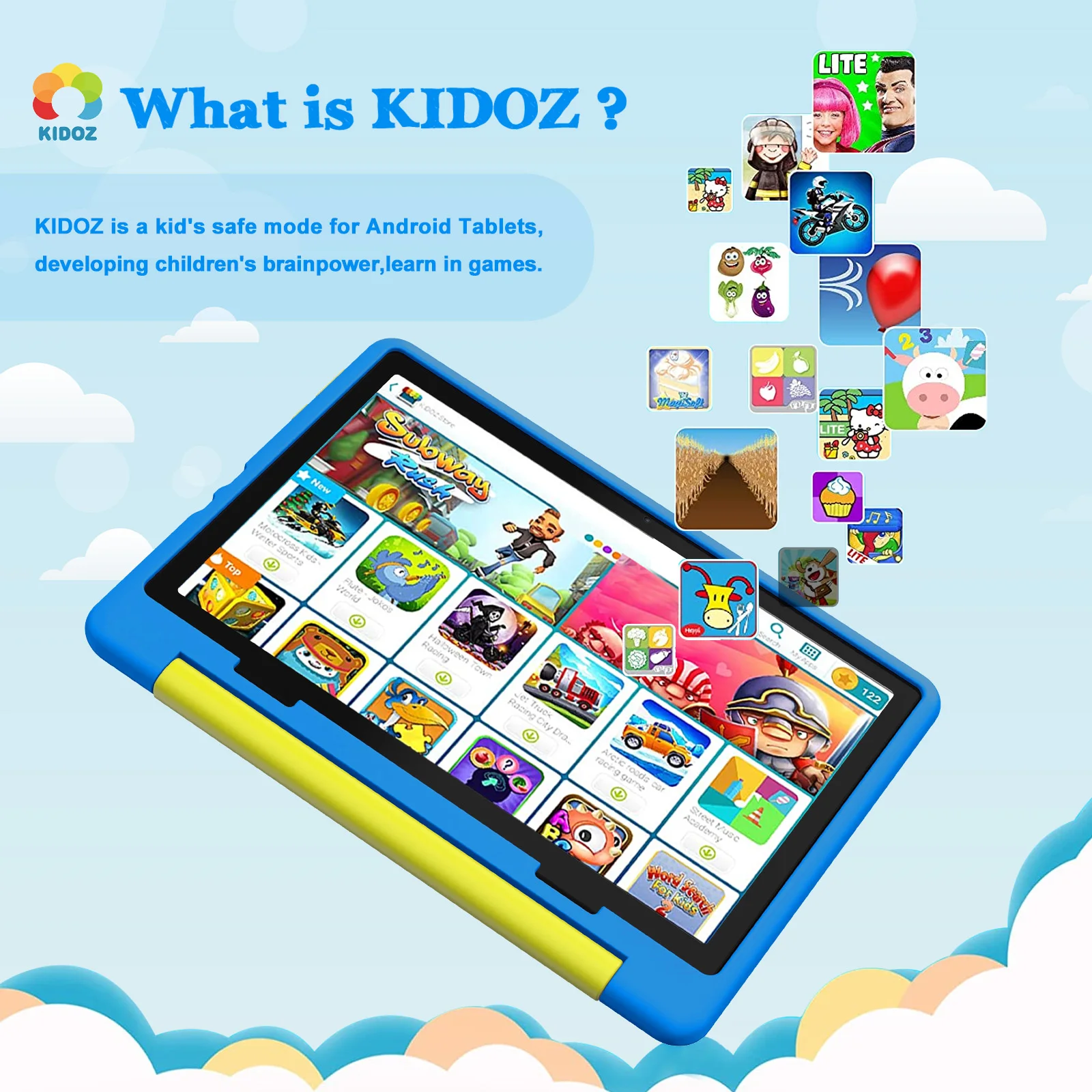 URAO KT1016 Tablet dla dzieci 10,1 cala Android 14 Octa Core 8 GB RAM 64 GB ROM 1 TB Rozszerzony WiFi Bluetooth Prezent dla dzieci Oprogramowanie dla dzieci