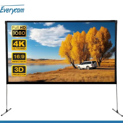 100인치 16:9 프로젝터 스크린 프레임 스탠드, 영화 및 비디오 휴대용 프로젝션 스크린 패브릭, 2K 4K 풀 HD 3D 야외 커튼