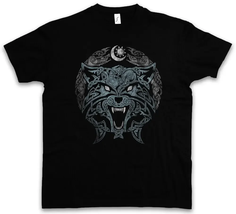 Camiseta de lobo TRIBAL Unisex, camiseta de manga corta con estampado de celtas cruzadas, símbolo religioso, signo de cultura, tatuaje, Verano